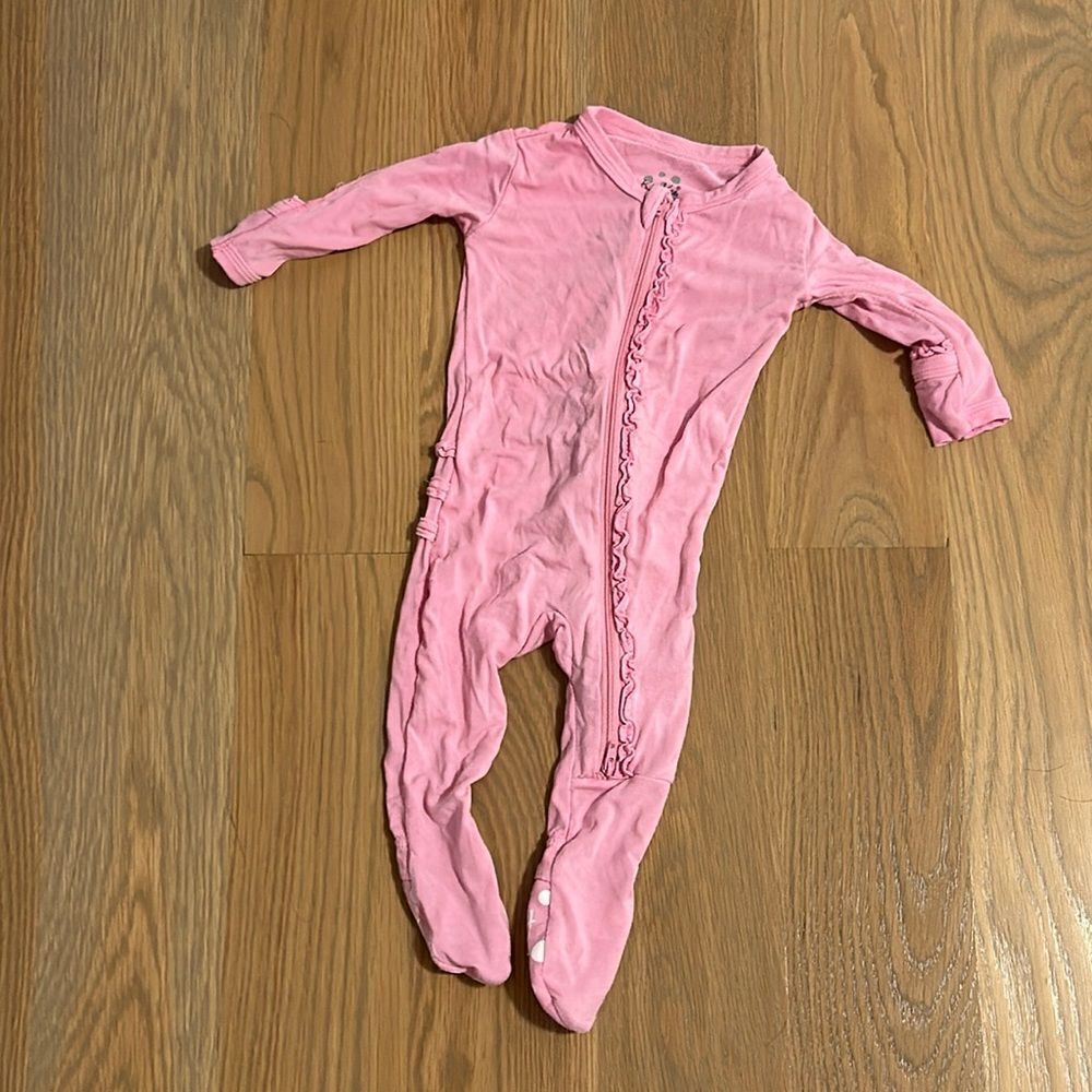 Kickee pants pink zip onesie footie pajamas 0-3M